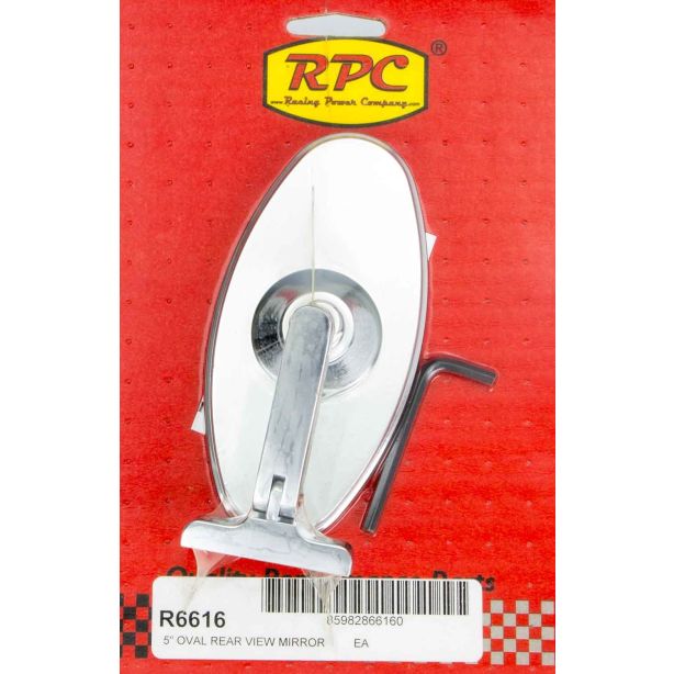 Chrome Steel Oval 5in Interior Mirror RACING POWER CO-PACKAGED R6616