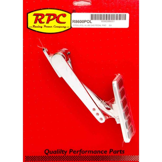 Polished Alum Pad Steel Arm Gas Pedal RACING POWER CO-PACKAGED R8600POL