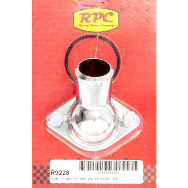 55-64 Chevy V8 Steel 45 Deg Water Neck Chrome RACING POWER CO-PACKAGED R9228