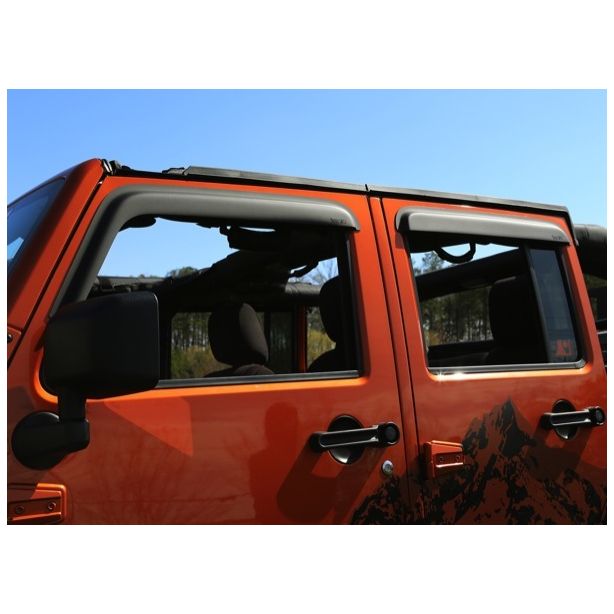 Window Visors Matte Blac k 4 Door 07-18 Jeep Wran RUGGED RIDGE 11349.12