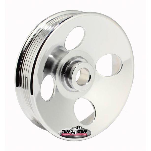 Type II Power Steering Pulley 6 Groove Chrome TUFF-STUFF 8487A