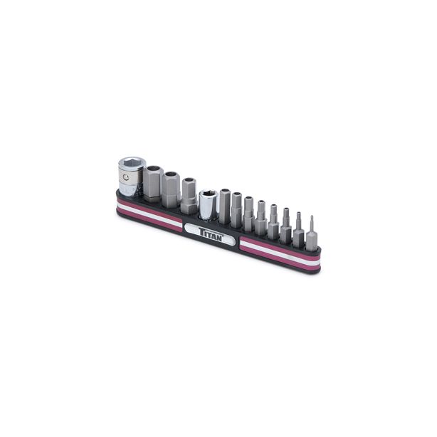 Tamper Resistant SAE Hex Bit Set on Magnetic Rail   TITAN TOOLS 16135