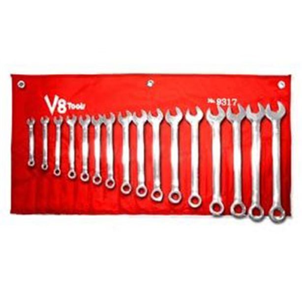 17PC STANDARD LENGTH COMBO WRENCH SET, MM V-8 Tools 9317