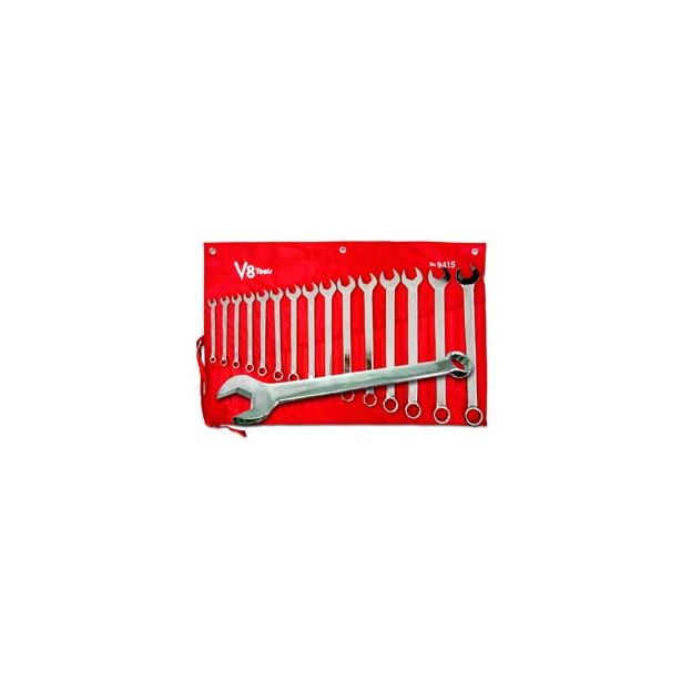 15 Piece SAE Long Pattern Combo Wrench Set