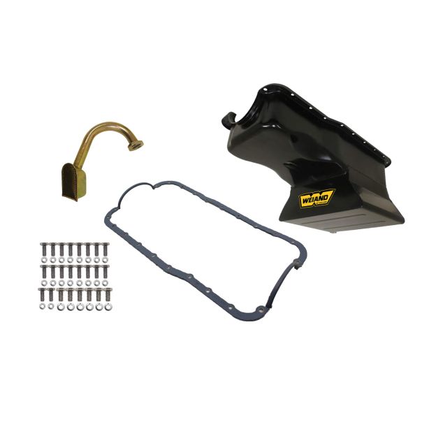 7qt Oil Pan Kit Frt Sump SBF 289/302 Black WEIAND 5024WND