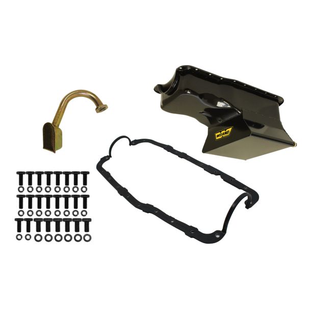 7qt Oil Pan Kit Frt Sump SBF 351W 65-87 Black WEIAND 5036WND