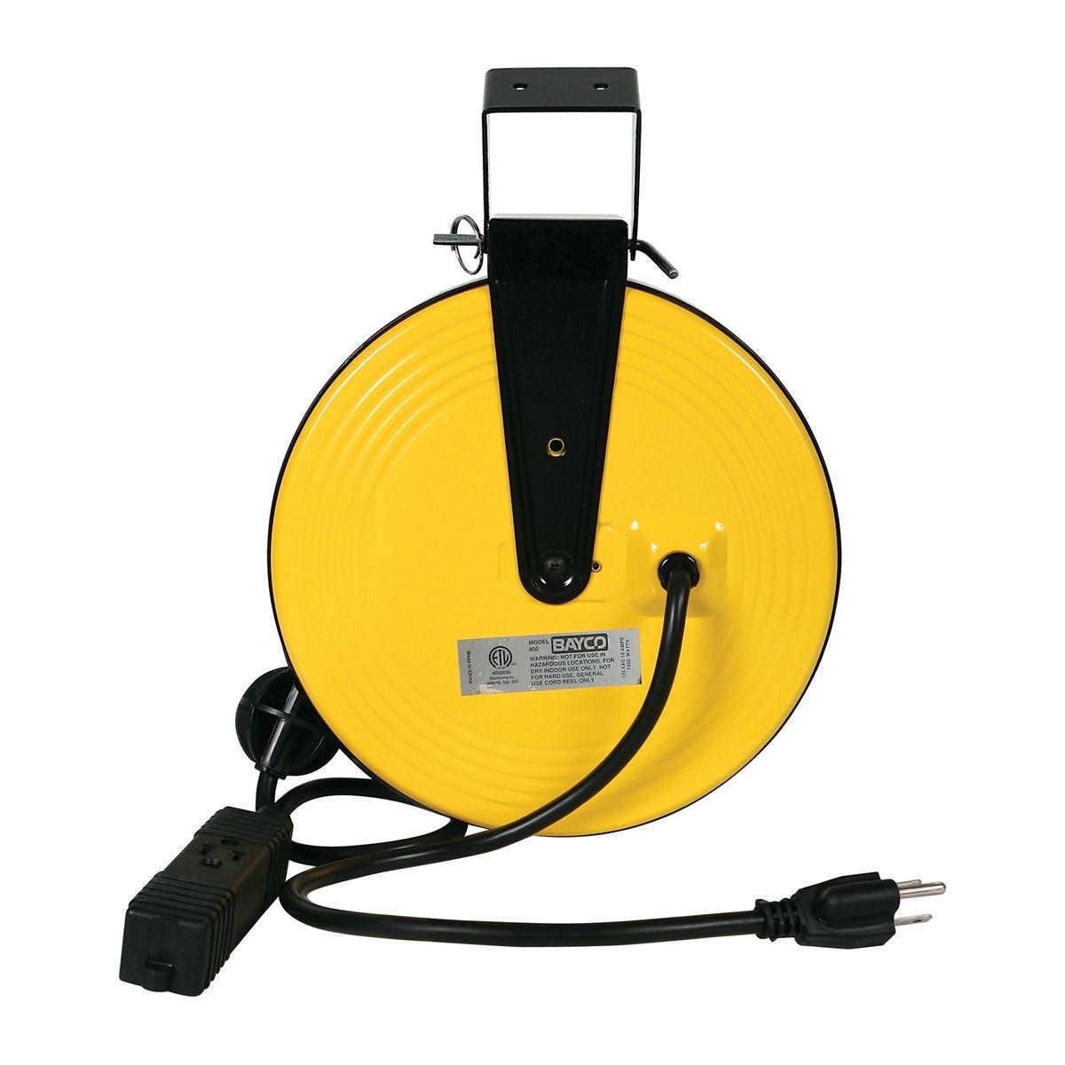 SL-800: 30ft Retractable Metal Cord Reel w/3 Outlets - 10amp
